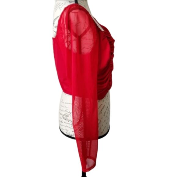 RED ☆ COFFIN GATHERED ☆ SWEETHEART CROP TOP ☆ Size XL ☆ NWOT - Picture 4 of 8